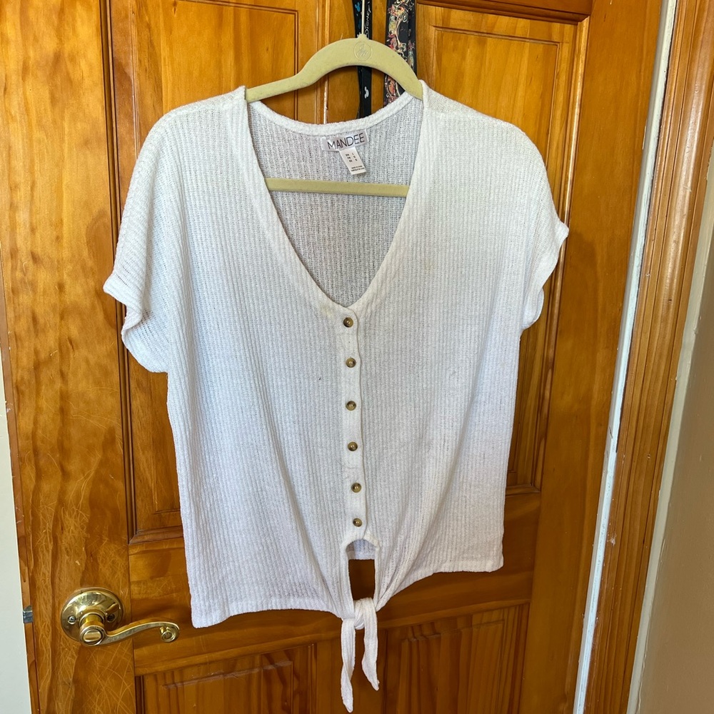 Womens White Mandee Knit T Shirt Size Large